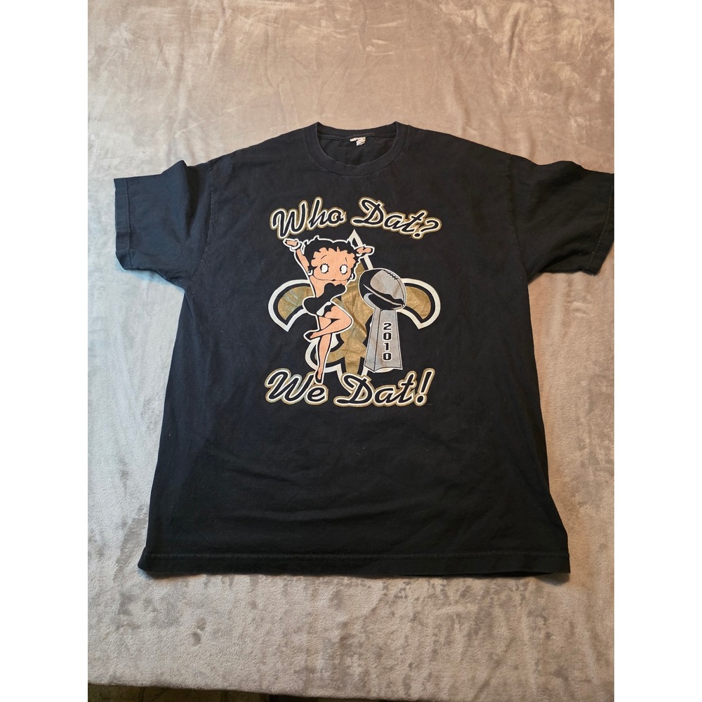 Style Fivewear T-Shirt Mens XL Black Betty Boop New Orleans Saints Who Dat 2010